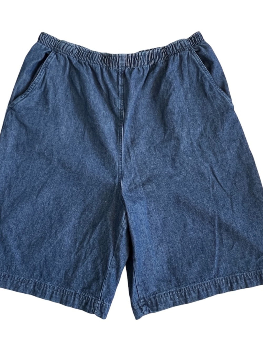 Country Collection Denim Shorts Elastic Waist Side Pockets Sz 14 Bermuda Cotton